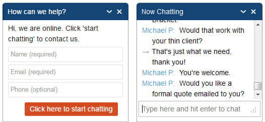 New Online Chat Box on website allows customers to chat directly with Hope Industrial
